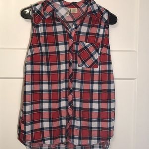 Plaid button up tank top